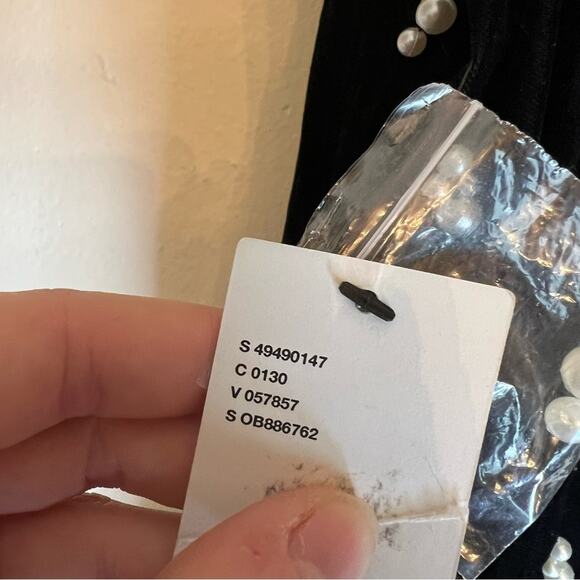 Urban Outfitters Velvet Pearl Beaded Midi Dress Black NWT - Picture 8 of 10